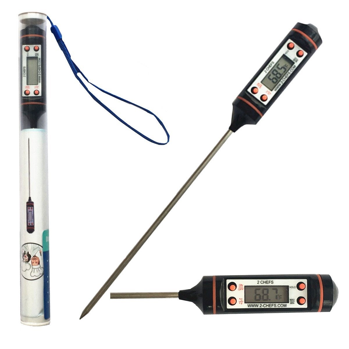 2 Chefs Digital Meat, BBQ and Candy Thermometer, Great for the Kitchen Indoors and Cooking Outdoors